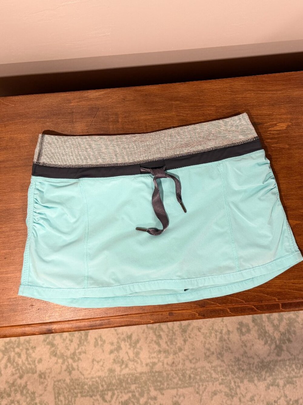 Lululemon Pace Rival Skirt Skort Sz 8 Aqua Blue/Grey Pickleball Tennis Golf Run
